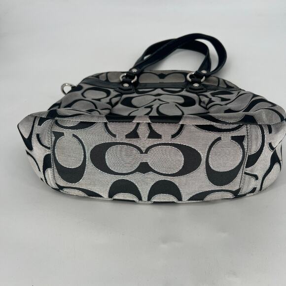 Vtg Coach Poppy Handbag Black Gray‎ Y2K Signature Logo Key Chain Charms - Picture 9 of 16